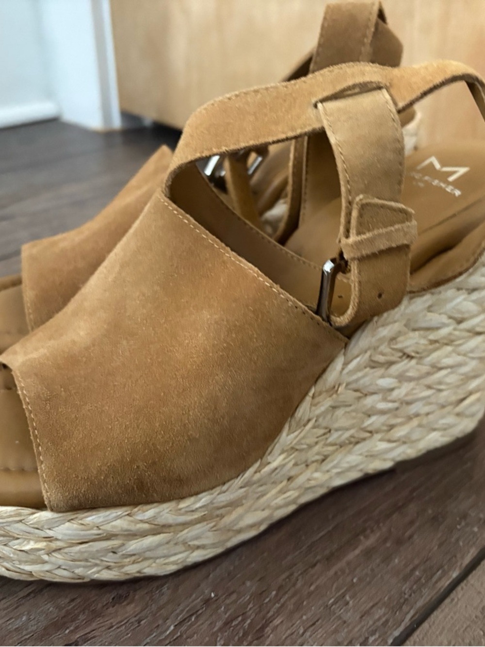 Marc Fisher Tan Suede Espadrille Wedges